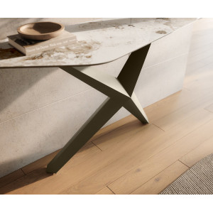 MYRELL prémium kerámia konzolasztal - beige - 140cm