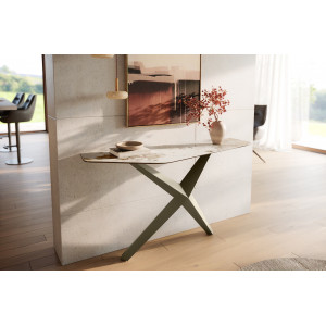 MYRELL prémium kerámia konzolasztal - beige - 140cm bútor
