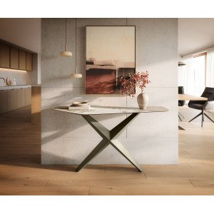 MYRELL prémium kerámia konzolasztal - beige - 140cm