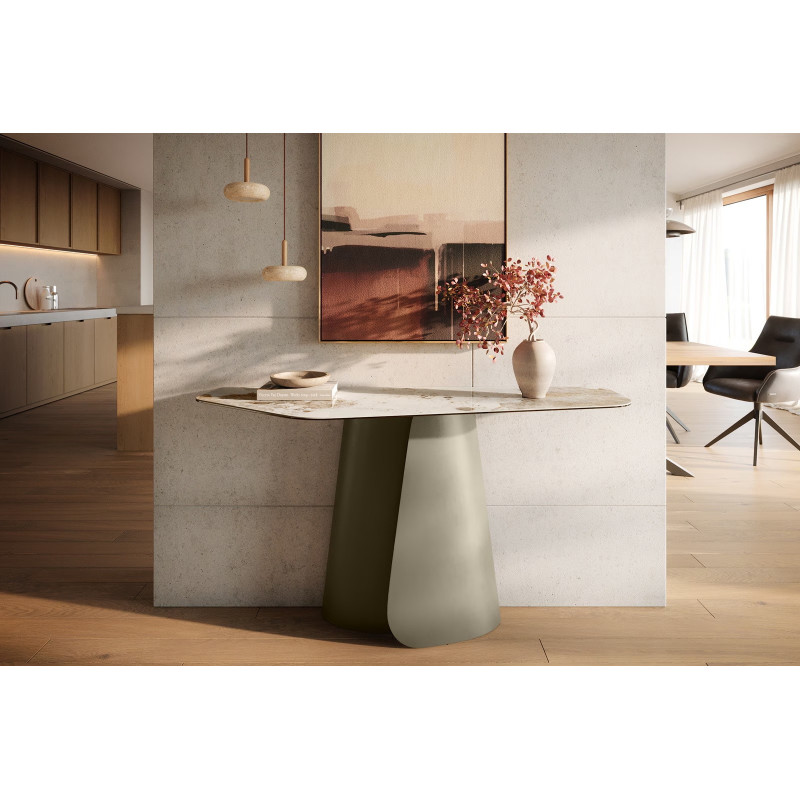 LUMIERE prémium kerámia konzolasztal - beige - 140cm