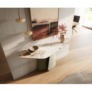 LUMIERE prémium kerámia konzolasztal - beige - 140cm