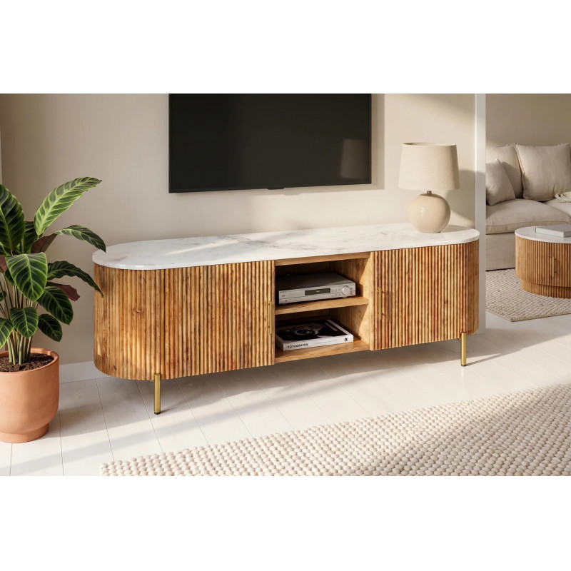 TRES CHIC modern mangófa TV-szekrény - 140cm