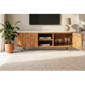 TRES CHIC modern mangófa TV-szekrény - 140cm