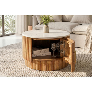 TRES CHIC modern mangófa dohányzóasztal - 60cm