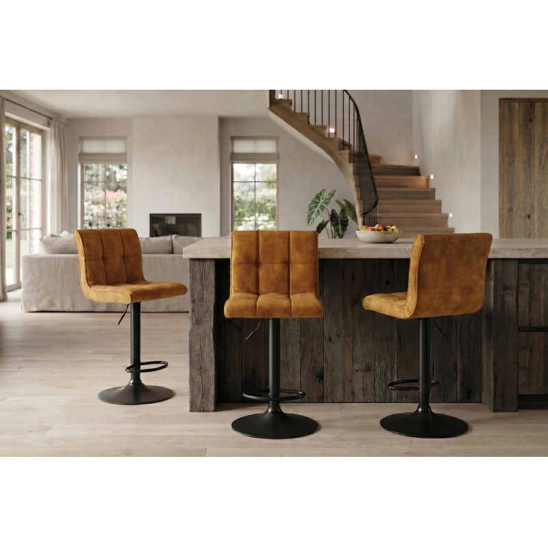 MODENA design bársony bárszék- mustársárga