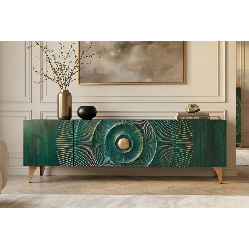 GOLDEN SUNSET design mangófa TV-szekrény - 180cm - türkiz