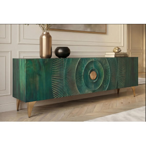 GOLDEN SUNSET design mangófa TV-szekrény - 180cm - türkiz