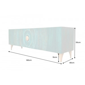 GOLDEN SUNSET design mangófa TV-szekrény - 180cm - türkiz