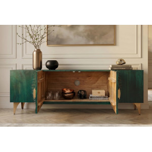 GOLDEN SUNSET design mangófa TV-szekrény - 180cm - türkiz