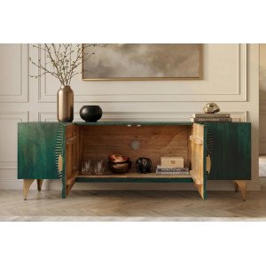 GOLDEN SUNSET design mangófa TV-szekrény - 180cm - türkiz
