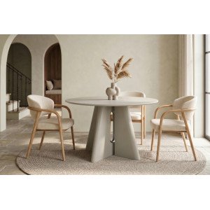 ORGANICO modern kerek étkezőasztal - 120cm - beige Étkezőasztalok
