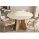 ORGANICO modern kerek étkezőasztal - 120cm - travertin