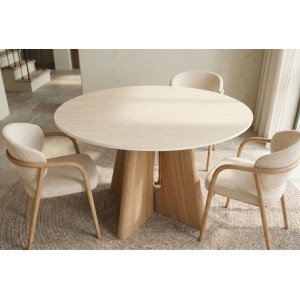 ORGANICO modern kerek étkezőasztal - 120cm - travertin