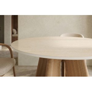 ORGANICO modern kerek étkezőasztal - 120cm - travertin