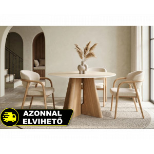ORGANICO modern kerek étkezőasztal - 120cm - travertin Étkezőasztalok