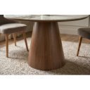 UNEO modern kerek étkezőasztal - 120cm - tölgy/kerámia