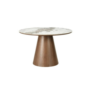 UNEO modern kerek étkezőasztal - 120cm - tölgy/kerámia