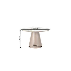 UNEO modern kerek étkezőasztal - 120cm - tölgy/kerámia
