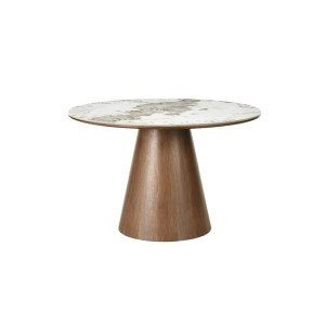 UNEO modern kerek étkezőasztal - 120cm - tölgy/kerámia