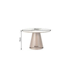 UNEO modern kerek étkezőasztal - 120cm - tölgy/kerámia