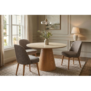 UNEO modern kerek étkezőasztal - 120cm - travertin