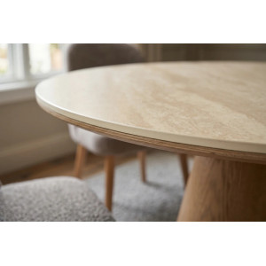 UNEO modern kerek étkezőasztal - 120cm - travertin
