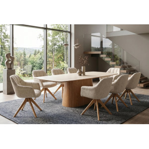 UNIQUE OAK design kerámia étkezőasztal - 200cm - travertin