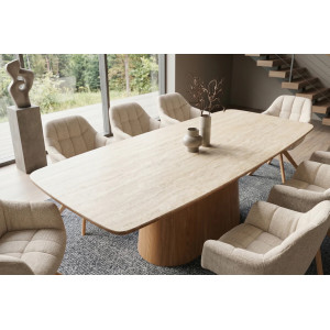 UNIQUE OAK design kerámia étkezőasztal - 200cm - travertin Étkezőasztalok