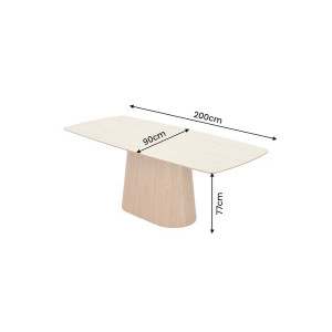 UNIQUE OAK design kerámia étkezőasztal - 200cm - travertin