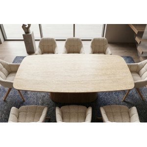 UNIQUE OAK design kerámia étkezőasztal - 200cm - travertin