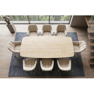 UNIQUE OAK design kerámia étkezőasztal - 200cm - travertin