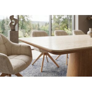 UNIQUE OAK design kerámia étkezőasztal - 200cm - travertin