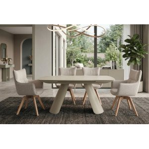 PRESTON exkluzív kerámia bővíthető étkezőasztal - travertin - 160-240cm