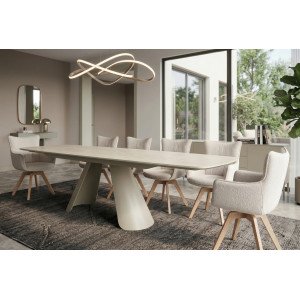 PRESTON exkluzív kerámia bővíthető étkezőasztal - travertin - 160-240cm
