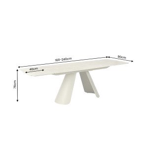PRESTON exkluzív kerámia bővíthető étkezőasztal - travertin - 160-240cm