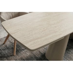 PRESTON exkluzív kerámia bővíthető étkezőasztal - travertin - 160-240cm