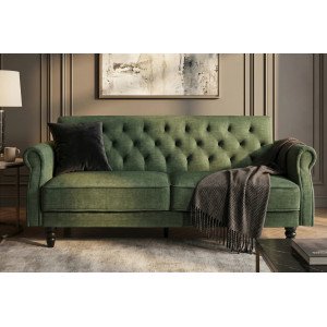 MAISON BELLE modern ágyazható kanapé - 220cm - zöld bársony