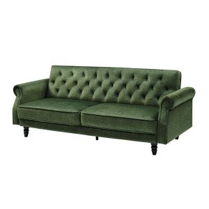 MAISON BELLE modern ágyazható kanapé - 220cm - zöld bársony