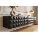 VULCANO design mangófa fali TV-szekrény - 160cm - fekete