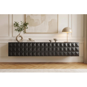 VULCANO design mangófa fali TV-szekrény - 160cm - fekete INVICTA