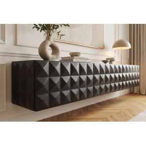 VULCANO design mangófa fali TV-szekrény - 160cm - fekete