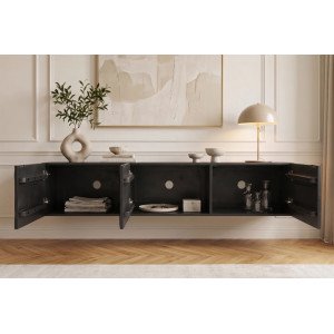 VULCANO design mangófa fali TV-szekrény - 160cm - fekete