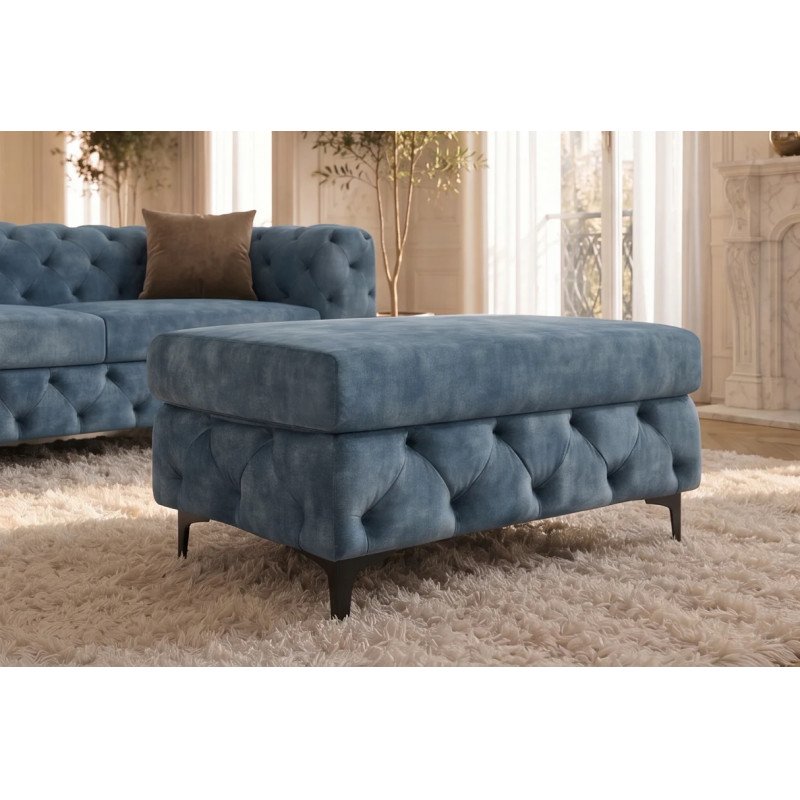 MAGNOLIA design bársony puff - kék