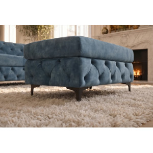 MAGNOLIA design bársony puff - kék