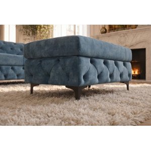 MAGNOLIA design bársony puff - kék