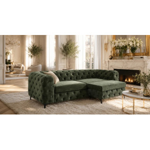 MAGNOLIA design bársony puff - zöld