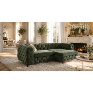 MAGNOLIA design bársony puff - zöld