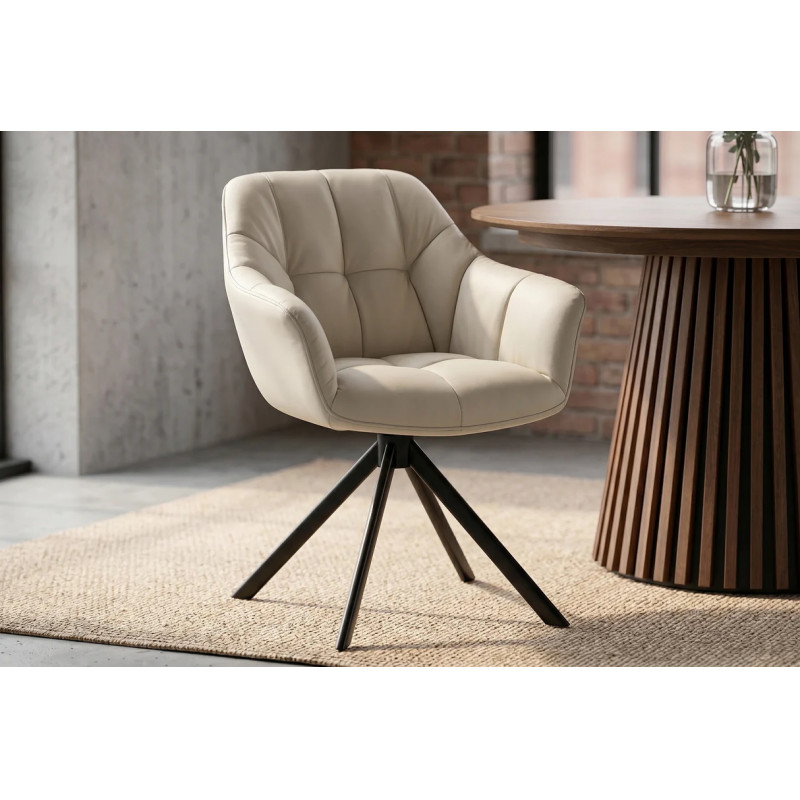 PAPILLON design forgatható szék - valódi bőr - beige