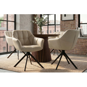 PAPILLON design forgatható szék - valódi bőr - beige