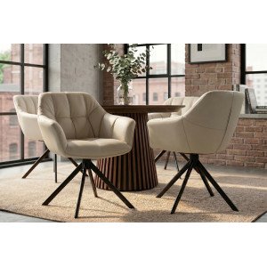 PAPILLON design forgatható szék - valódi bőr - beige